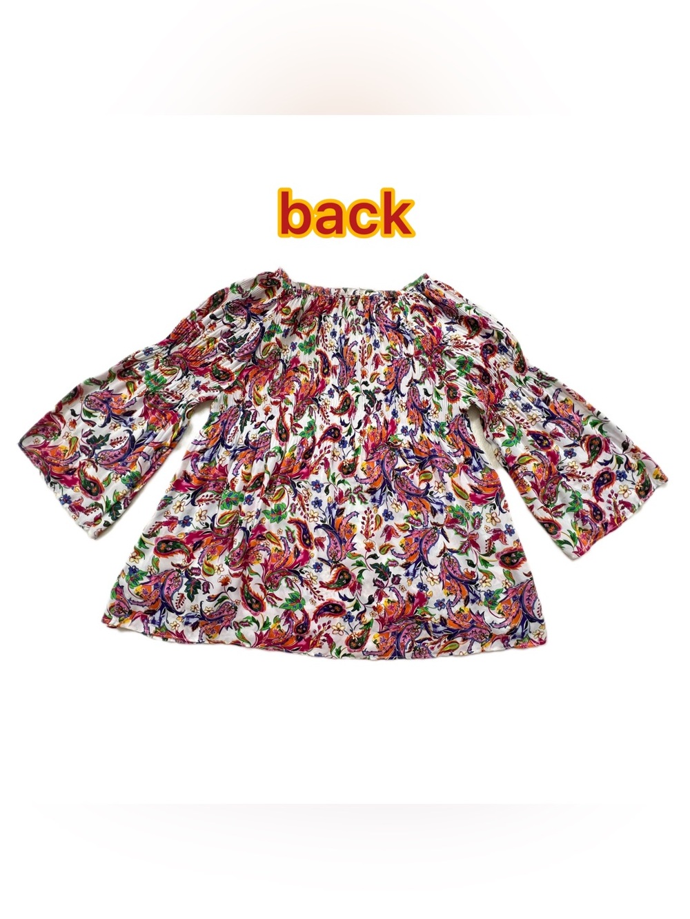 Spense Multicolor Plisse Paisley Peasant Blouse Top US Women’s Large EUC - Picture 2 of 9